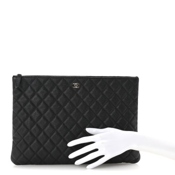 CHANEL Caviar Quilted Large Cosmetic Case Black