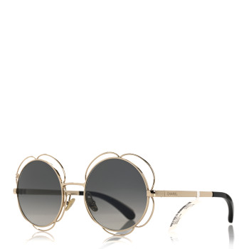 CHANEL Metal Round Camellia Sunglasses 71573 Gold