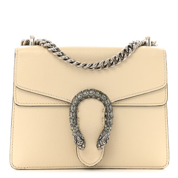 GUCCI Textured Calfskin Crystal Mini Dionysus Shoulder Bag Mystic White