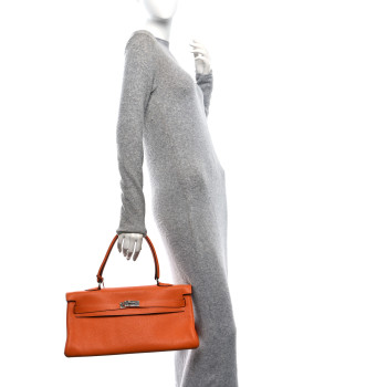 HERMES Taurillon Clemence Shoulder Kelly 42 Orange