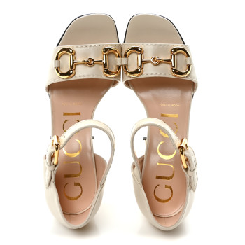 GUCCI Nappa Horsebit Cross Strap 95mm Sandals 35 Mystic White