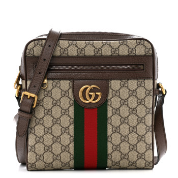 GUCCI GG Supreme Monogram Web Small Ophidia Messenger Bag Brown