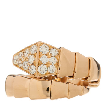 BULGARI 18K Rose Gold Diamond Serpenti Viper Ring XL