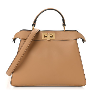 FENDI Vitello Seta Nappa Bi-Color Small Peekaboo I SEE U Satchel Miele Scuro Light Rose Ghianda