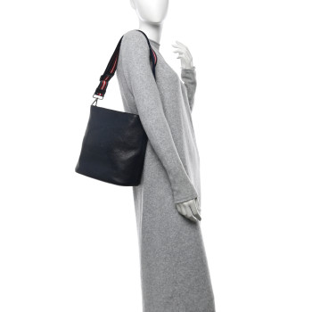 PRADA Vitello Daino Logo Crossbody Bag Baltico