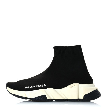 BALENCIAGA Neoprene Knit Womens Speed Sneakers 35 Black White