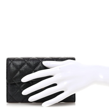 CHANEL Iridescent Caviar Quilted Medium Flap Wallet Black