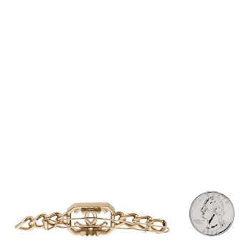 CHANEL Crystal Chain CC Vendome Hair Clip Barrette Gold