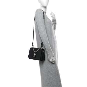 LOUIS VUITTON Calfskin Lockme II Chain Bag BB Black