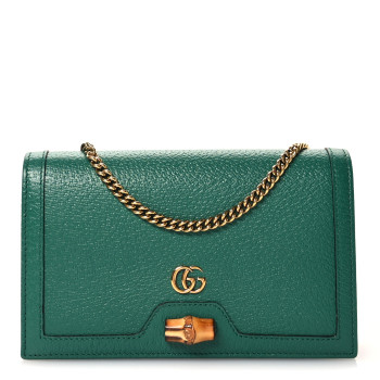 GUCCI Textured Dollar Calfskin Mini Diana Chain Bag Emerald