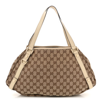 GUCCI Monogram Medium Abbey Shoulder Bag Off White