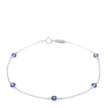 TIFFANY Platinum Blue Sapphire Elsa Peretti Color By The Yard 5 Station Bracelet