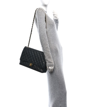 CHANEL Caviar Quilted Maxi Double Flap Black