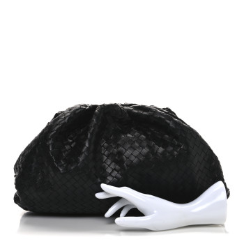 BOTTEGA VENETA Nappa Maxi Intreccio The Pouch Oversized Clutch Black