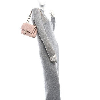 CHANEL Caviar Quilted Medium Double Flap Light Pink