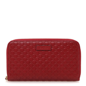 GUCCI Microguccissima Zip Around Wallet Red