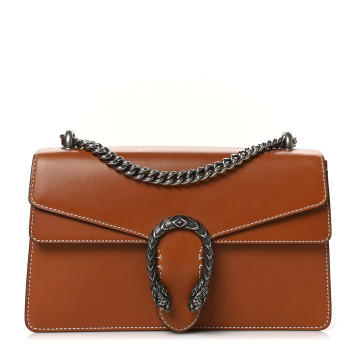 GUCCI Calfskin Small Dionysus Shoulder Bag Harness Brown