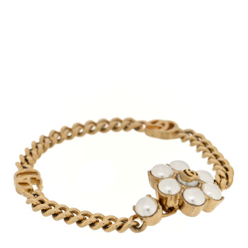 GUCCI Pearl GG Marmont Bracelet Aged Gold Pearl Cream