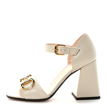 GUCCI Nappa Horsebit Cross Strap 95mm Sandals 35 Mystic White
