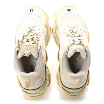 BALENCIAGA Fabric Mesh Womens Triple S Sneakers 38 White