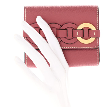 CHLOE Grained Calfskin Small Darryl Trifold Wallet Faded Rose