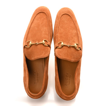 GUCCI Suede Horsebit Mens Jordaan Loafers 11 Harness Brown