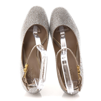 VALENTINO GARAVANI Crystal Suede Tan-Go 55/155mm Platform Pumps 41 Rose Cannelle
