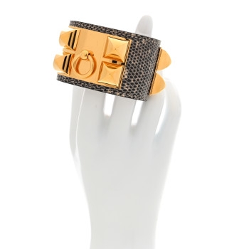 HERMES Lizard Collier De Chien CDC Bracelet S Ombre