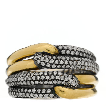 DAVID YURMAN Sterling Silver 18K Yellow Gold Diamond Loop Labyrinth Ring 52 6
