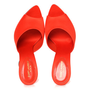 SAINT LAURENT Crepe De Chine Suite Mule Sandals 38 Arancio