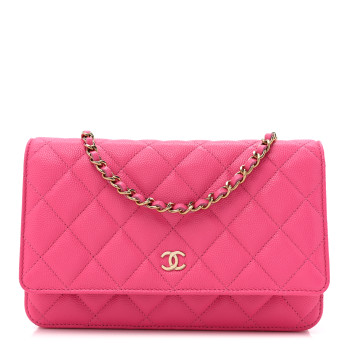 CHANEL Caviar Quilted Wallet on Chain WOC Dark Pink