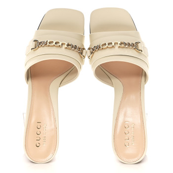 GUCCI Calfskin Signoria Sandals 37 New Ivorie