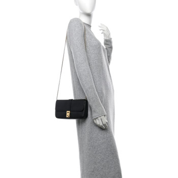SALVATORE FERRAGAMO Calfskin Archive Gancini Flap Crossbody Black