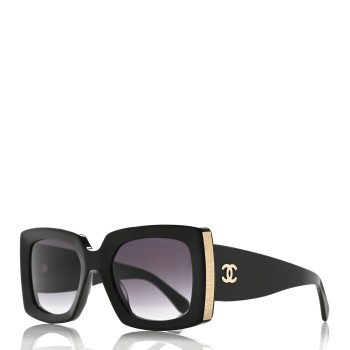 CHANEL Acetate Rectangle Sunglasses 5435 Black