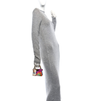 FENDI Nappa Rainbow Inlay Nano Peekaboo Maxi Handle Satchel Azzurro Baby Multicolor