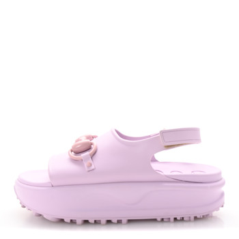 GUCCI Soft Rubber Horsebit Touch Womens Strapped Sandals 40 Talc Pink