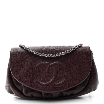 CHANEL Caviar Half Moon Wallet On Chain WOC Bordeaux