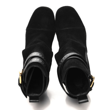 LOUIS VUITTON Suede Calfskin Crossroads Wedge Ankle Boots 36 Black
