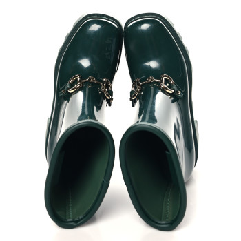GUCCI Rubber Womens Horsebit Ankle Boots 36 Vintage Green