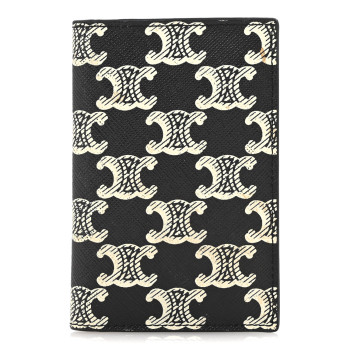 CELINE Triomphe Canvas Vertical Card Holder Black White