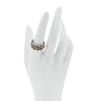 DAVID YURMAN Sterling Silver 18K Yellow Gold Diamond Petite Helena Wrap Three Row Ring 57 8