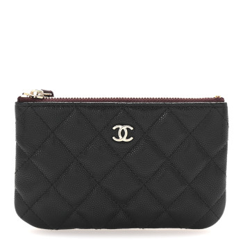 CHANEL Caviar Quilted Small Cosmetic Case Black