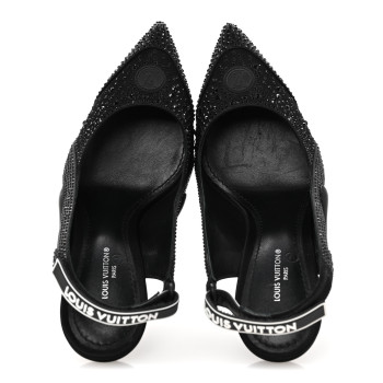 LOUIS VUITTON Satin Embellished Archlight Slingback Pumps 36 Black
