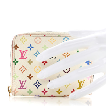 LOUIS VUITTON Monogram Multicolor Zippy Coin Purse Wallet White Litchi