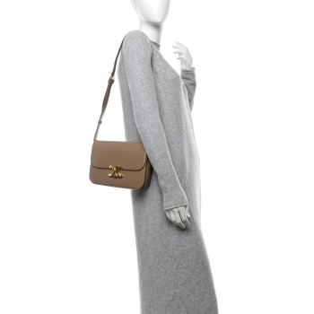 CELINE Shiny Calfskin Medium Triomphe Camel