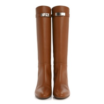 HERMES Heritage Calfskin Story Boots 38 Naturel