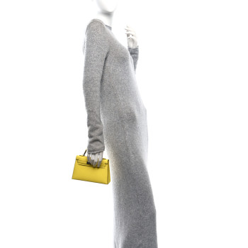 HERMES Epsom Mini Kelly Sellier 20 Jaune Citron