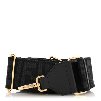 FENDI Ribbon Vitello Seta FF 1974 Adjustable Strap You Black