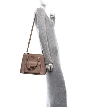 PRADA Saffiano Lux Galleria Front Pocket Tote Cipria