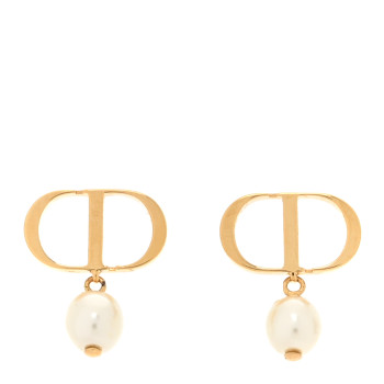 CHRISTIAN DIOR Pearl Petit CD Earrings Gold
